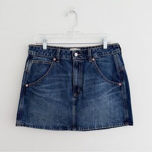 Universal Thread Denim Mini Skirt Medium Wash Back Western Yoke Detail Size 10